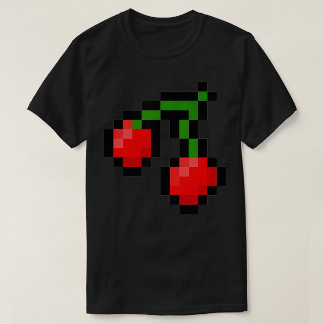 T-shirt Graphique de jeu vidéo Pixel Cherries 8 bits (Design devant)