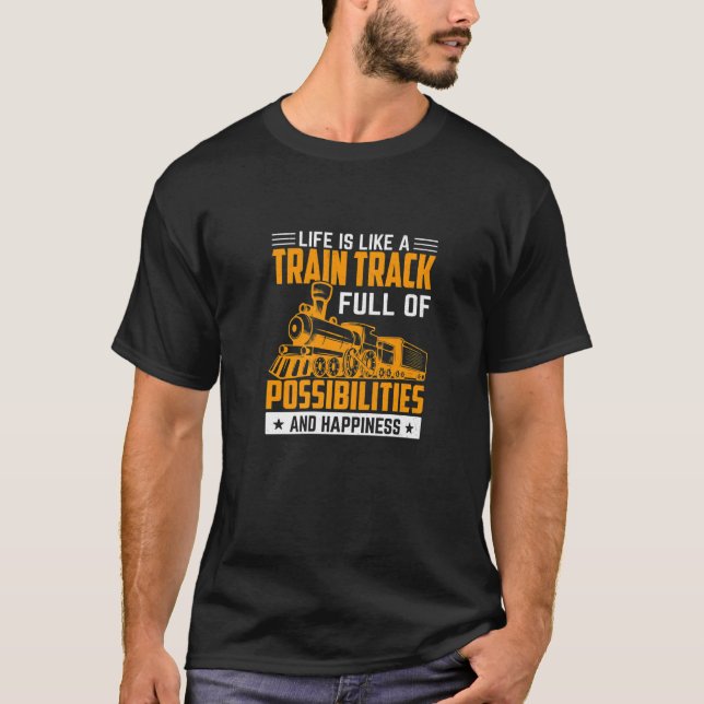 T-shirt Graphique de la gare ferroviaire avec train 1 (Devant)