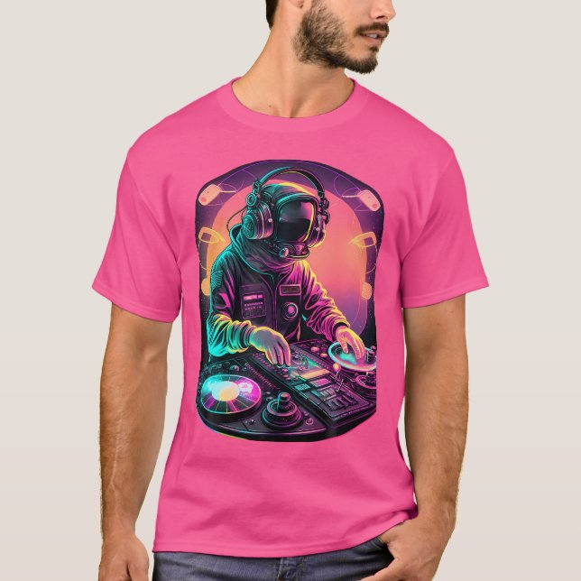 T-shirt Graphique de l'astronaute Dj Djing dans le Cool de (Devant)