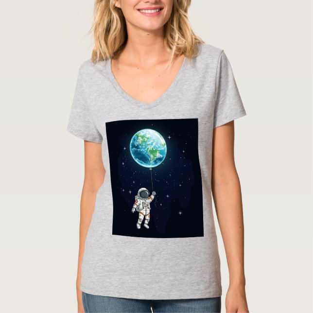 T-shirt graphique de l'astronaute Earth Balloon (Devant)