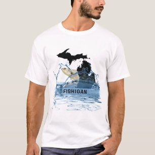T-shirt Graphique de l'état du Michigan avec gros poissons