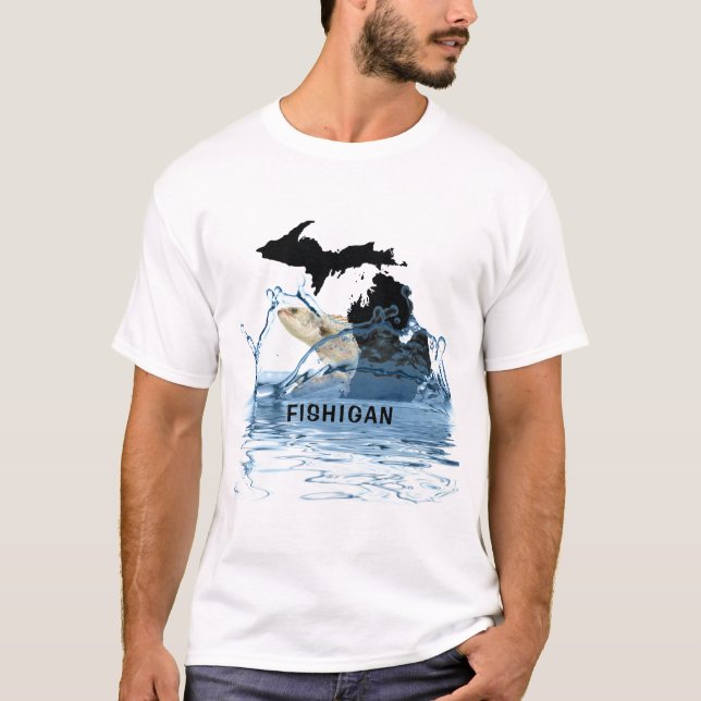 T-shirt Graphique de l'état du Michigan avec gros poissons (Devant)