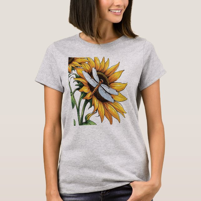 T-shirt Graphique de libellule de tournesol (Devant)