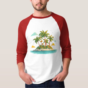 T-shirt graphique de l'île tropicale aux palmiers
