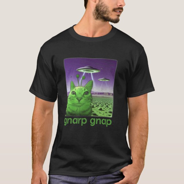 T-shirt Graphique de mème de chat alien drôle (Devant)