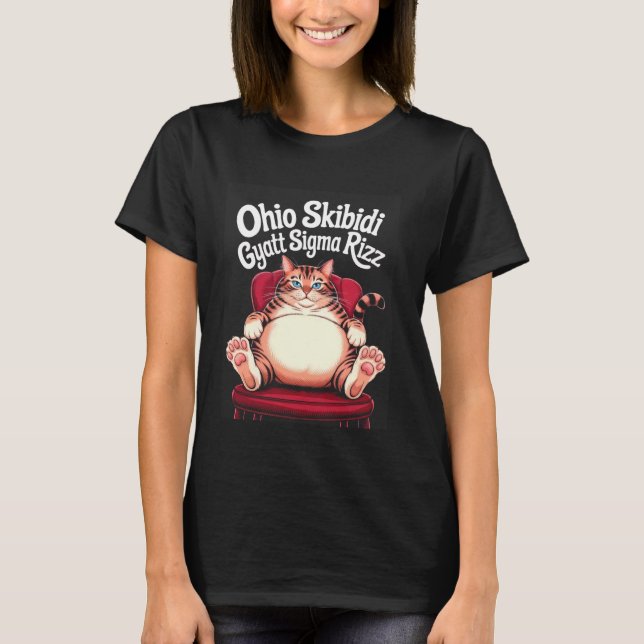 T-shirt Graphique de Mème de Chat Chonk Rizz Sigma Gyatt S (Devant)