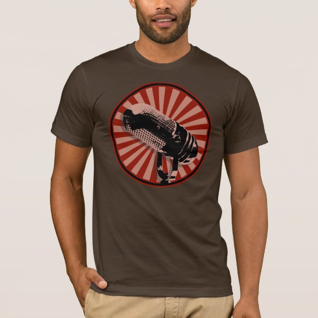 T-shirt Graphique de microphone rétro en rouge (Devant)