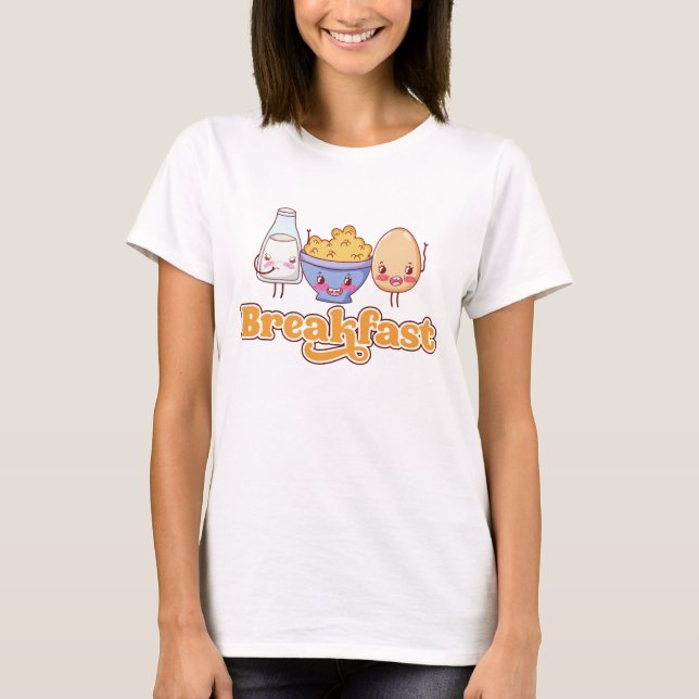 T-shirt Graphique de nourriture de petit-déjeuner mignon (Devant)