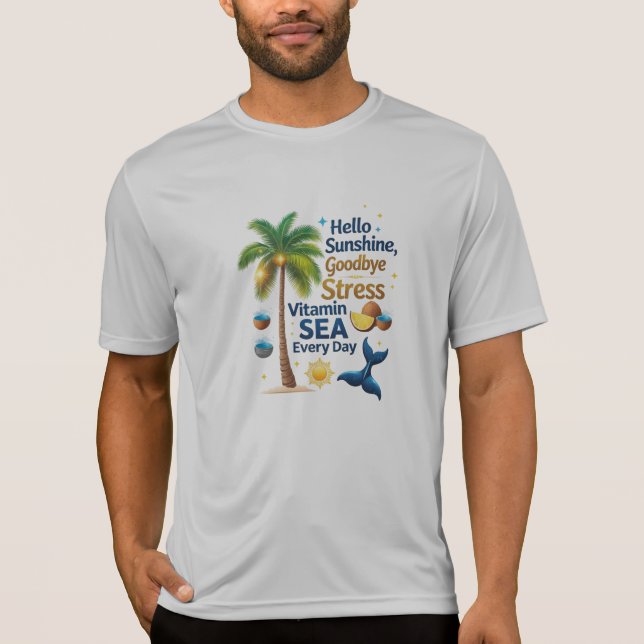 T-shirt Graphique de palmier tropical "Vitamine Mer" - Spo (Devant)