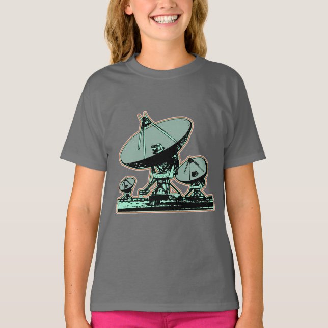T-shirt Graphique de parabole satellite rétro (Devant)