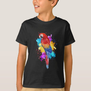 T-shirt Graphique de peinture d'oiseaux de perroquets d'aq