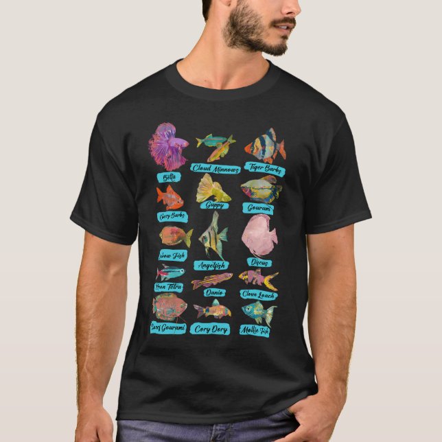 T-shirt Graphique de poissons avec noms (Devant)