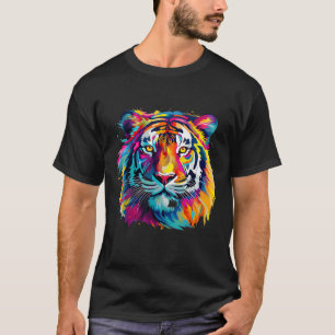T-shirt Graphique de portrait de tigre coloré cool