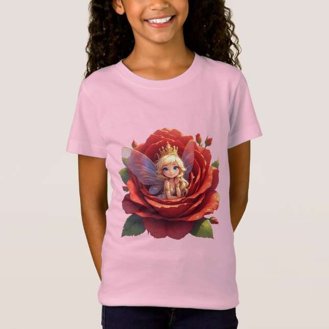 🌹 T-shirt graphique de princesse fée pour filles  (Devant)
