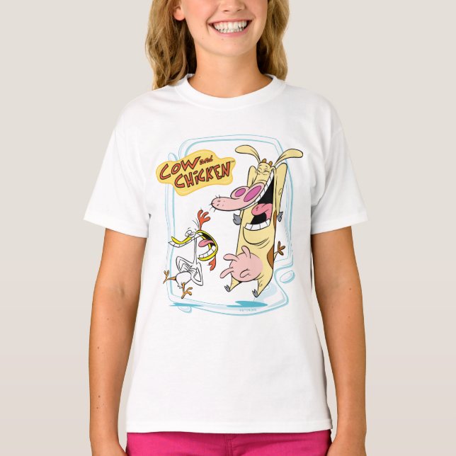 T-shirt Graphique de rire de vache et de poulet (Devant)