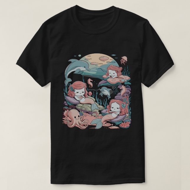 T-shirt Graphique de sirène d'Imaginaire océanique (Design devant)