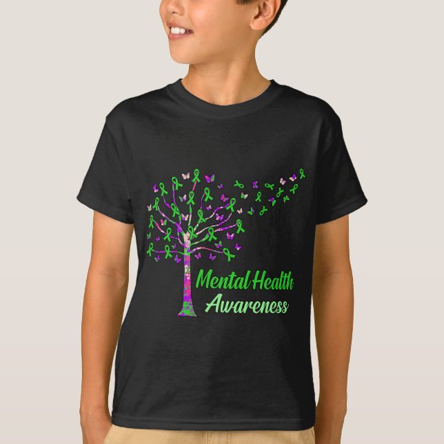 T-shirt Graphique de soutien des rubans d'arbre de sensibi (Devant)