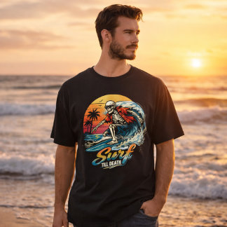 T-shirt Graphique de surf gothique de plage au coucher du