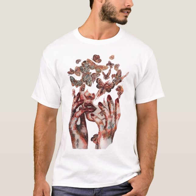 T-shirt "Graphique de transformation papillon masculin (Devant)