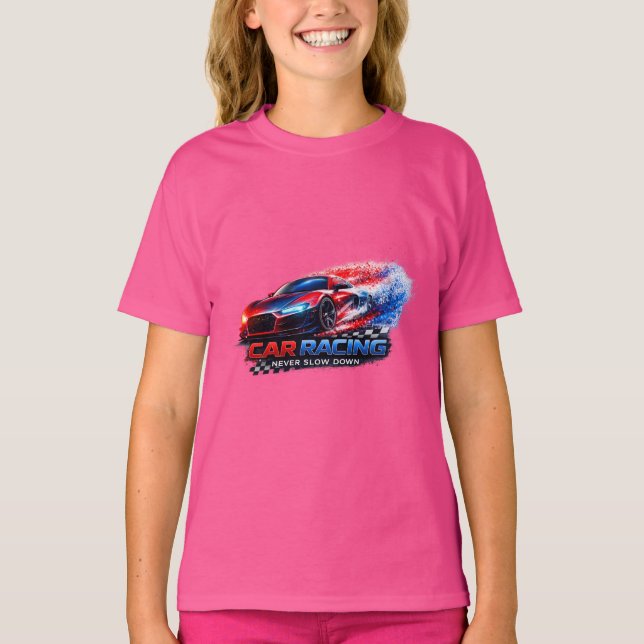 T-Shirt Graphique de Voiture de Course pour Enfant (Devant)
