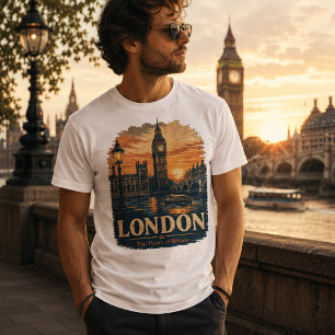 T-shirt Graphique de voyage rétro Londres Big Ben Coucher
