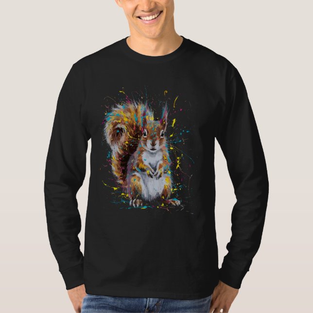 T-shirt Graphique d'écureuil de peinture coloré (Devant)