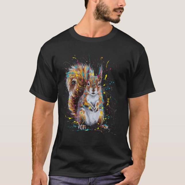 T-shirt Graphique d'écureuil de peinture coloré (Devant)