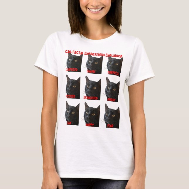 T-shirt Graphique des expressions faciales de chat expliqu (Devant)