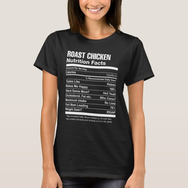 T-shirt Graphique des faits nutritionnels du poulet rôti (Devant)