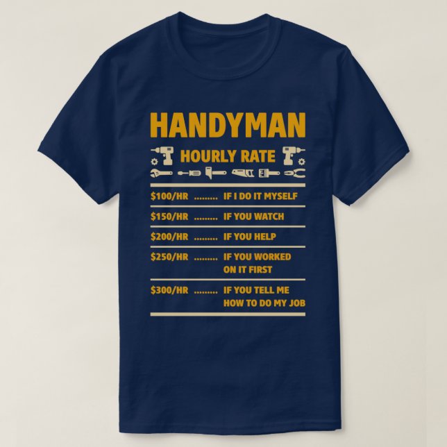 T-shirt Graphique des prix Handyman (Design devant)