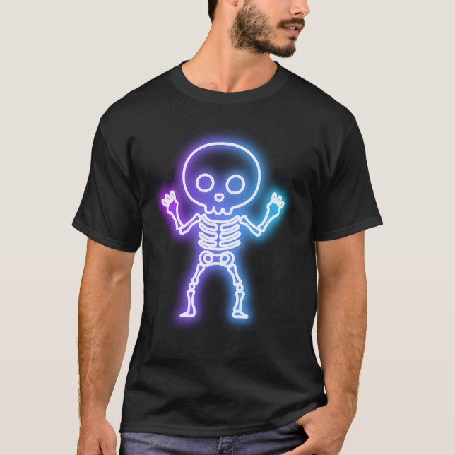 T-shirt Graphique d'Halloween SKELETON vibrante (Devant)