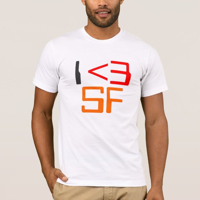 T-shirt Graphique d'icône rouge classique I Heart SF (Devant)