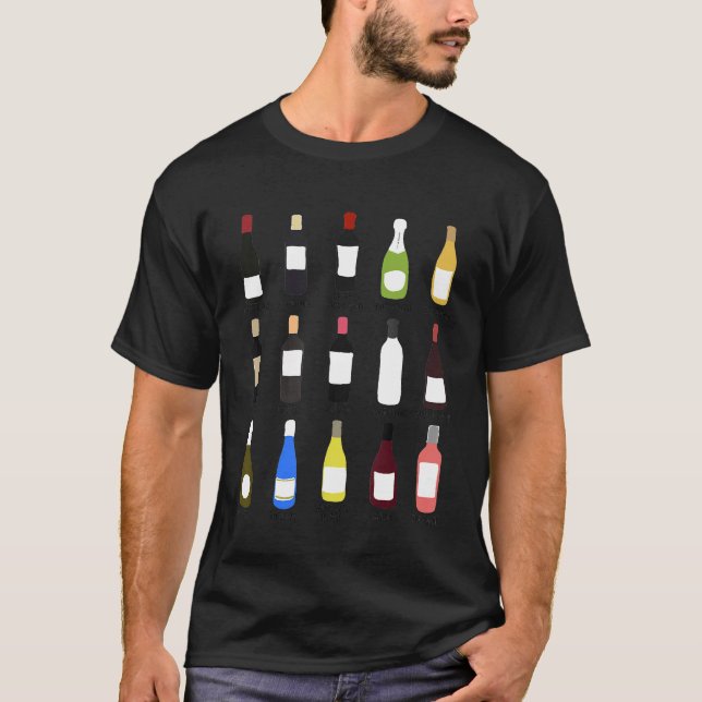 T-shirt Graphique d'identification des bouteilles de vin p (Devant)