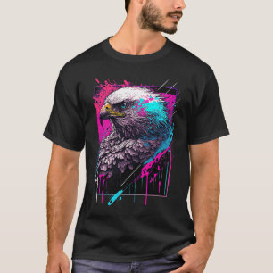 T-shirt Graphique d'illustration d'aigle sauvage coloré de