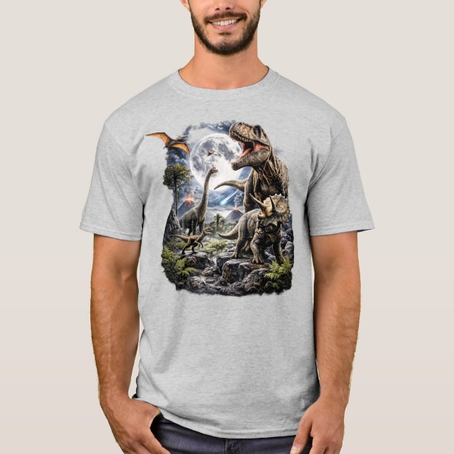 T-Shirt Graphique Dinosaure Vintage, T Rex Jurassi (Devant)