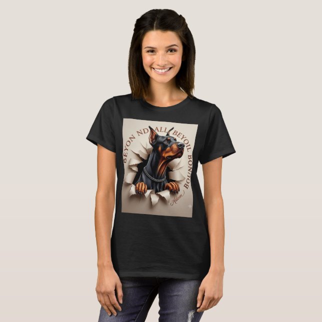 T-Shirt Graphique Doberman Pinscher Papier Déchiré (Devant entier)