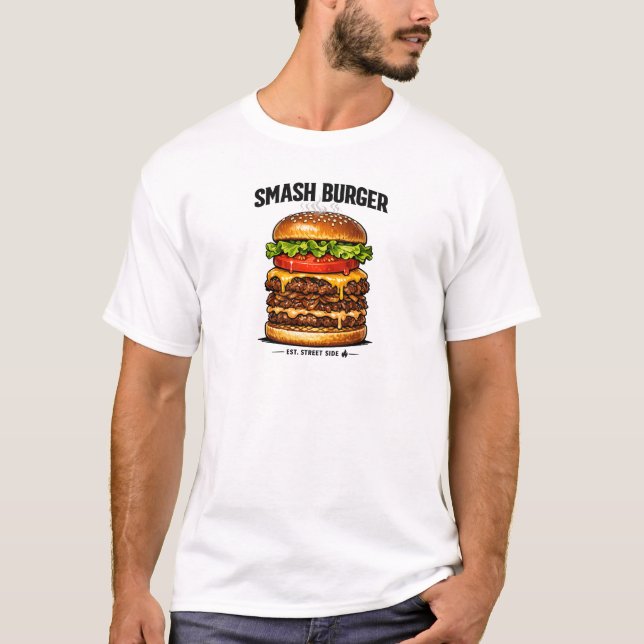 T-shirt graphique Double Cheeseburger juteux | (Devant)