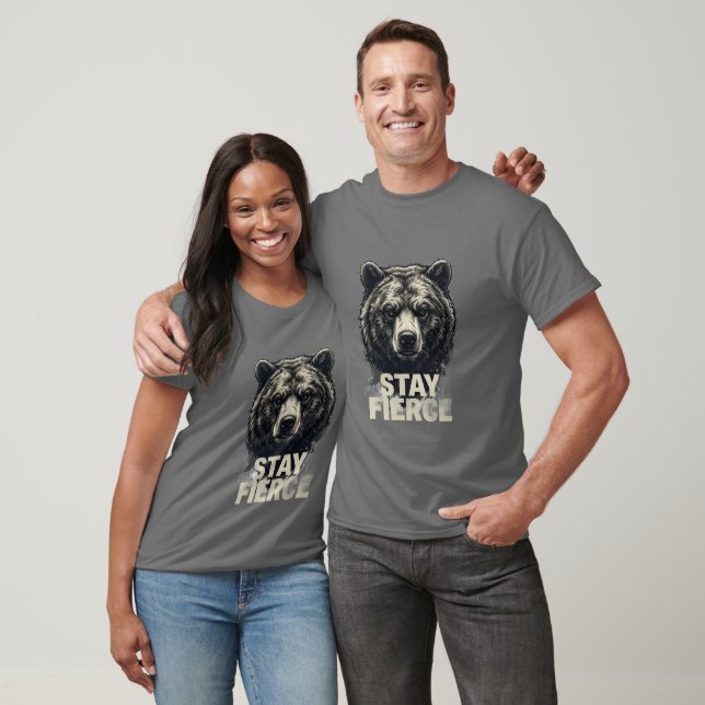 T-shirt Graphique d'ours grizzly Stay Fierce (Unisexe)