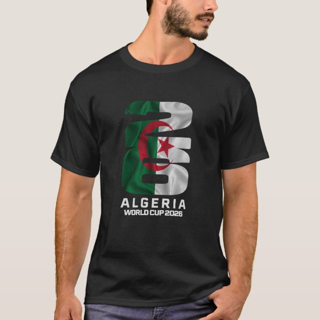 T-Shirt Graphique Drapeau Algérie Coupe du Monde 2 (Devant)