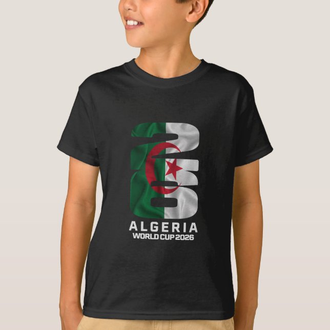 T-Shirt Graphique Drapeau Algérie Coupe du Monde 2 (Devant)