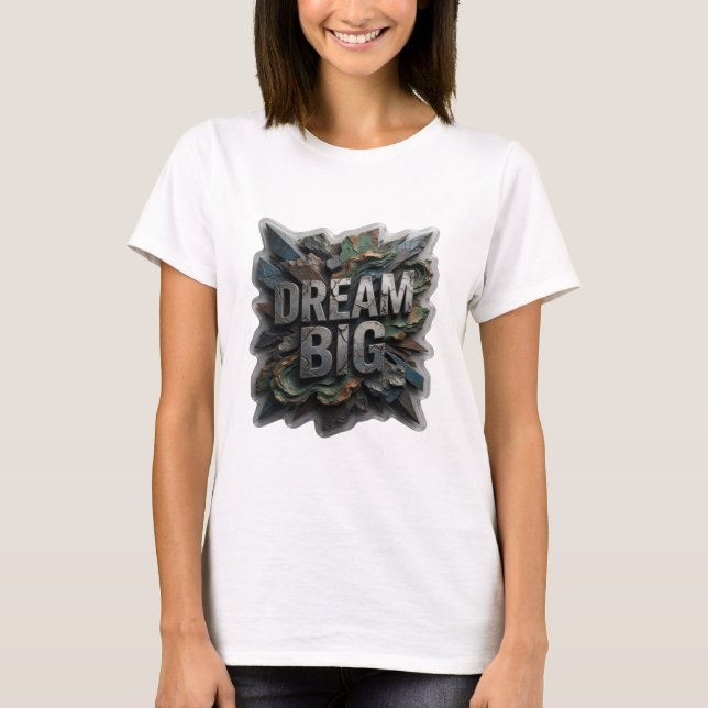 T-shirt graphique DREAM BIG Argenté Élégant (Devant)