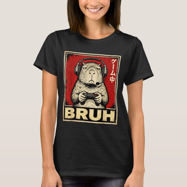 T-shirt graphique drôle Capybara Gamer Bruh pour h (Devant)