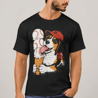 T-shirt graphique drôle de Beagle Baseball Cônes d