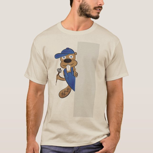 T-shirt graphique drôle de castor travailleur - De (Devant)