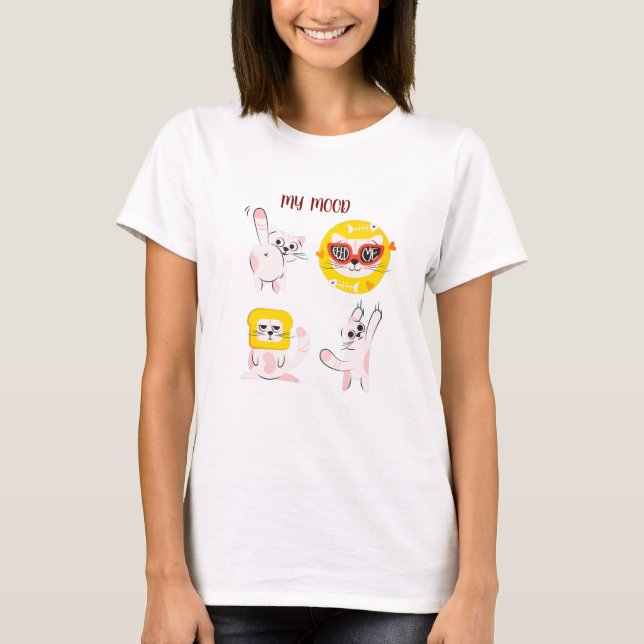 T-shirt graphique drôle de chat d'humeur (Devant)