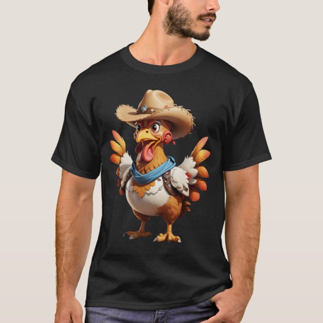 T-shirt graphique drôle de cowboy poulet cowboy (Devant)