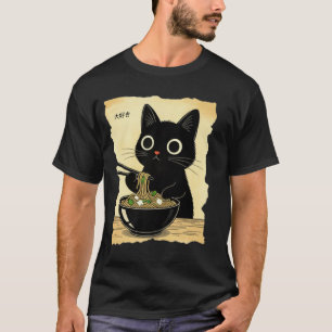 T-shirt graphique drôle de ramen de chat japonais