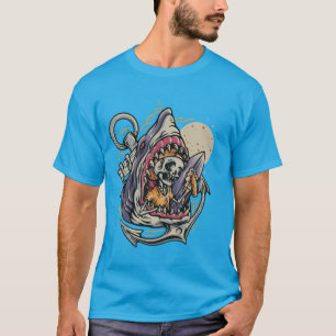 T-shirt graphique drôle de requin surfant sur un s