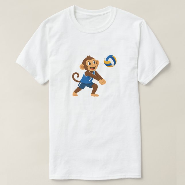T-shirt graphique drôle de singe athlète de volley (Design devant)