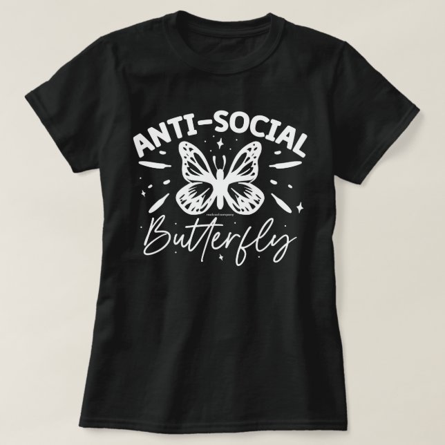 T-Shirt Graphique Drôle – Papillon Antisocial (Design devant)